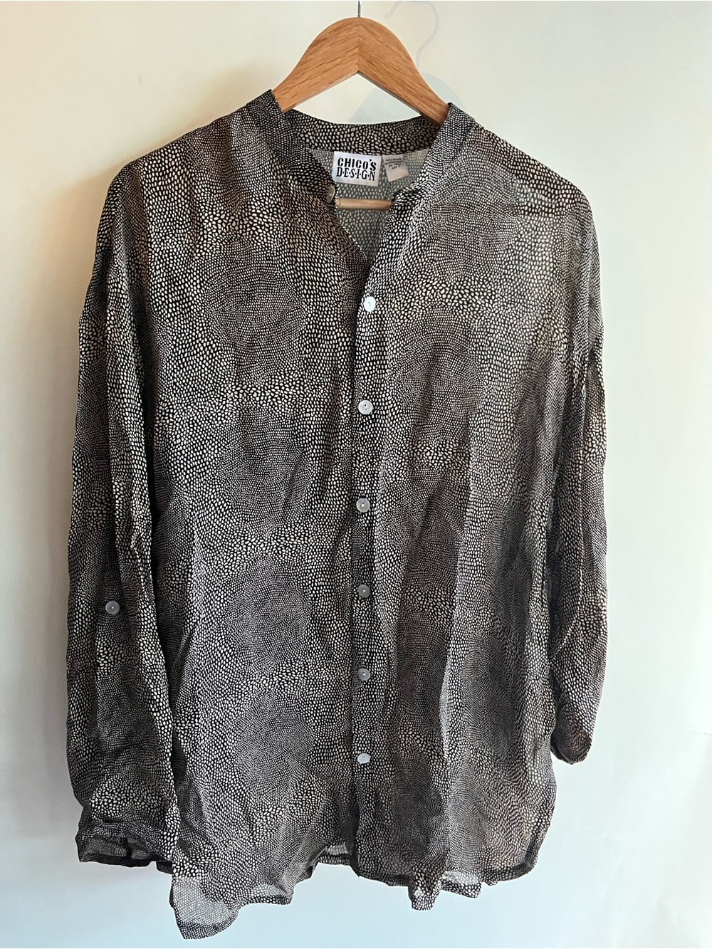 Chico’s Design 100% Rayon Blouse Patterned Sheer Sz 3 XL 16